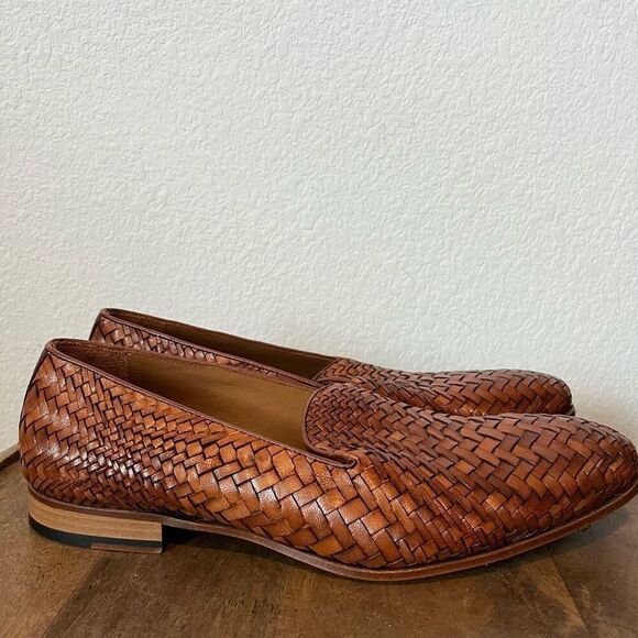 Taft The Monaco Woven Slip-On Loafers Brown Leather Dress Shoes Men's Size 44 11 - Picture 3 of 8
